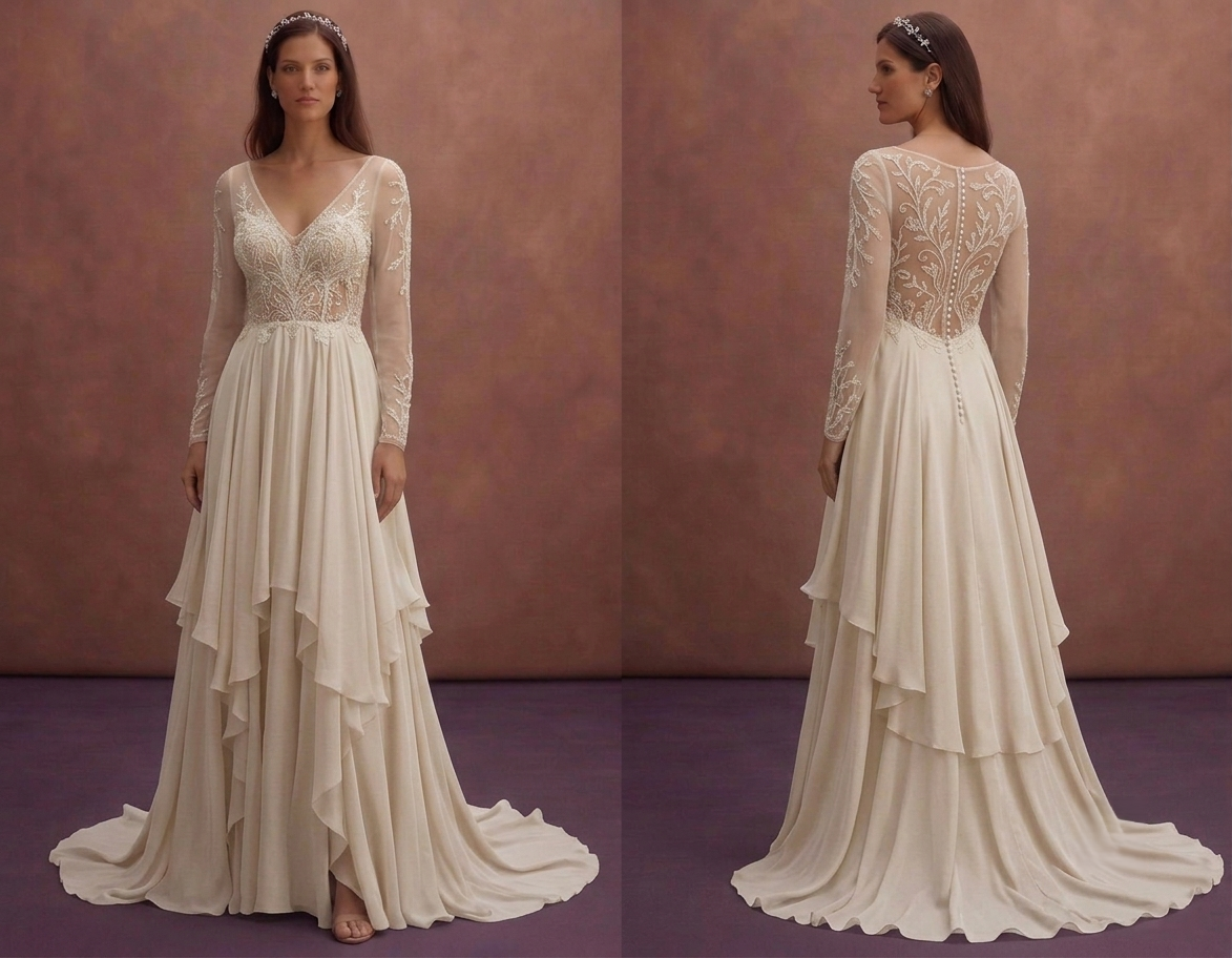 Beach Bridal Dresses with Lightweight Silk Chiffon