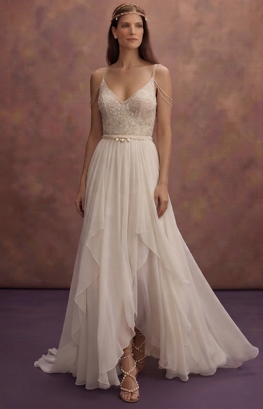 Beach Wedding Dresses with Breezy Chiffon Fabrics