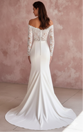 Beaded Sleeve Wedding Dress Simple Long Classic Bridal Wear