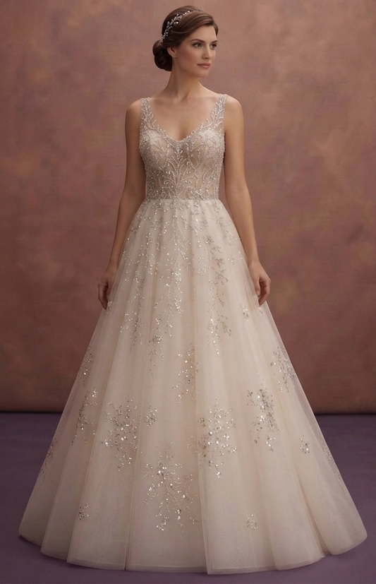 Beaded Tulle Wedding Dresses with Sparkling Elegance