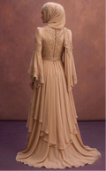 Beige Muslim Prom Dresses with Hijab Styling Inspiration