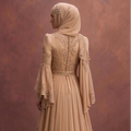 Beige Muslim Prom Dresses with Hijab Styling Inspiration