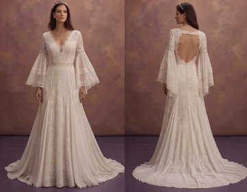 Bell Sleeve Boho Wedding Dresses with Free-Spirited Style