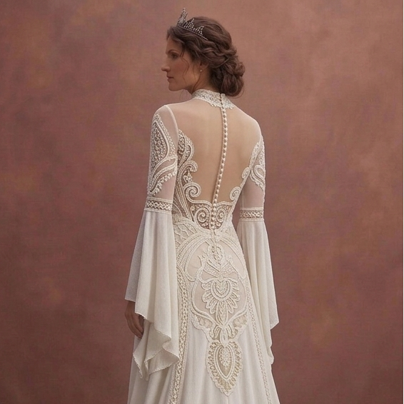 Bell Sleeve Wedding Dresses with Bohemian Style