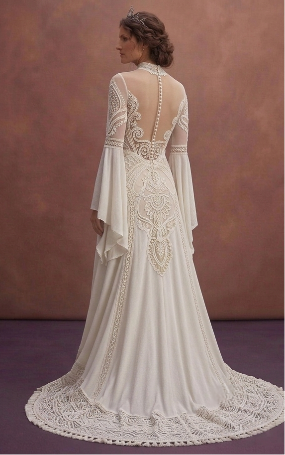 Bell Sleeve Wedding Dresses with Bohemian Style