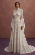 Bell Sleeve Wedding Dresses with Bohemian Style