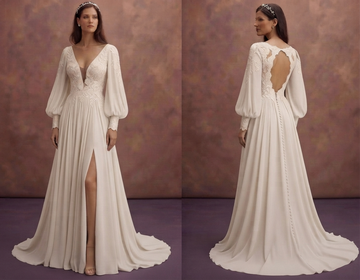Bishop Sleeve Wedding Dresses with Boho Romance