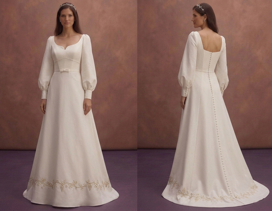 Bishop Sleeve Wedding Dresses with Vintage Charm
