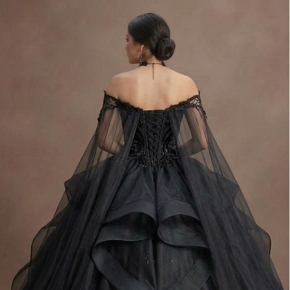 Black Quinceañera Dress - Gothic Glamour Tulle Gown