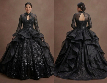 Black Quinceañera Dress - Shimmering Sequin Luxe Style