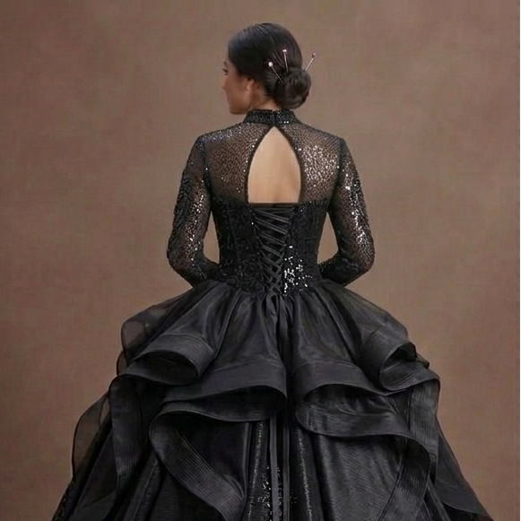 Black Quinceañera Dress - Shimmering Sequin Luxe Style