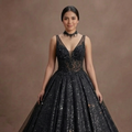 Black Wedding Dress Glitter Tulle Dramatic Bridal Entrance