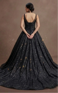 Black Wedding Dress Glitter Tulle Dramatic Bridal Entrance