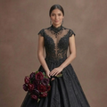 Black Wedding Dress Lace Appliqué Romantic Gothic Wedding
