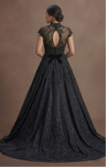 Black Wedding Dress Lace Appliqué Romantic Gothic Wedding