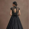 Black Wedding Dress Lace Appliqué Romantic Gothic Wedding