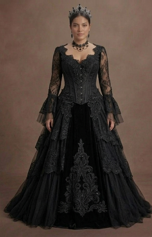 Black Wedding Dress Lace Corset Gothic Bridal Ceremony