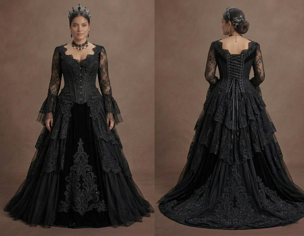 Black Wedding Dress Lace Corset Gothic Bridal Ceremony