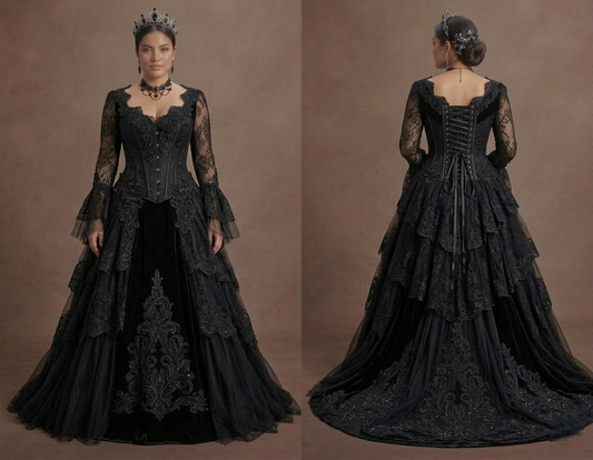 Black Wedding Dress Lace Corset Gothic Bridal Ceremony