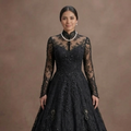 Black Wedding Dress Lace Long Sleeve Vintage Wedding