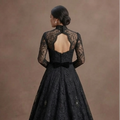 Black Wedding Dress Lace Long Sleeve Vintage Wedding