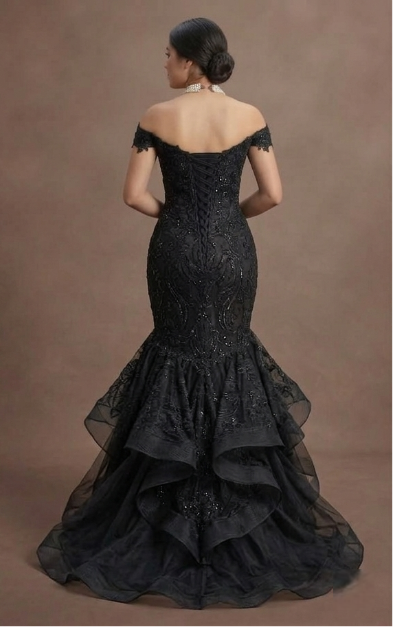 Black Wedding Dress Lace Mermaid Gothic Wedding
