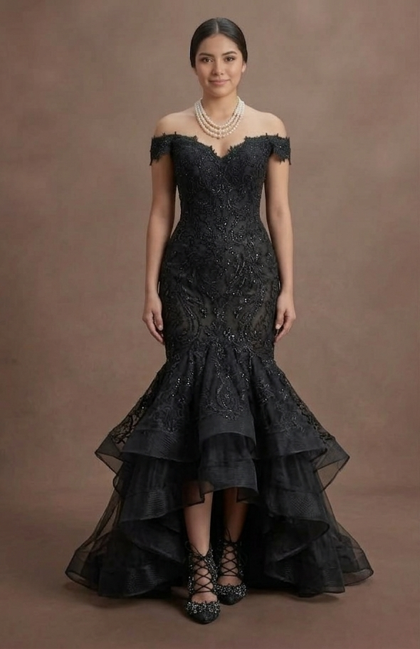 Black Wedding Dress Lace Mermaid Gothic Wedding