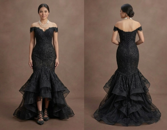 Black Wedding Dress Lace Mermaid Gothic Wedding