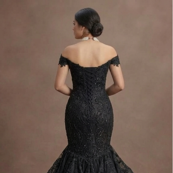 Black Wedding Dress Lace Mermaid Gothic Wedding