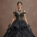 Black Wedding Dress Organza Princess Ball Formal Reception