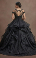 Black Wedding Dress Organza Princess Ball Formal Reception