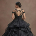Black Wedding Dress Organza Princess Ball Formal Reception