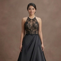 Black Wedding Dress Satin A-Line Elegant Ceremony