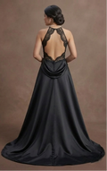 Black Wedding Dress Satin A-Line Elegant Ceremony