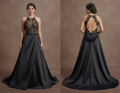 Black Wedding Dress Satin A-Line Elegant Ceremony