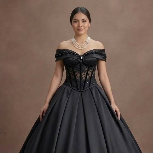 Black Wedding Dress Satin Corset Luxury Evening Ceremony