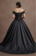 Black Wedding Dress Satin Corset Luxury Evening Ceremony