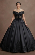 Black Wedding Dress Satin Corset Luxury Evening Ceremony