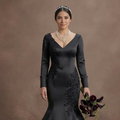Black Wedding Dress Satin Mermaid Chic Modern Bride