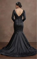 Black Wedding Dress Satin Mermaid Chic Modern Bride