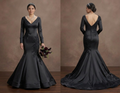 Black Wedding Dress Satin Mermaid Chic Modern Bride