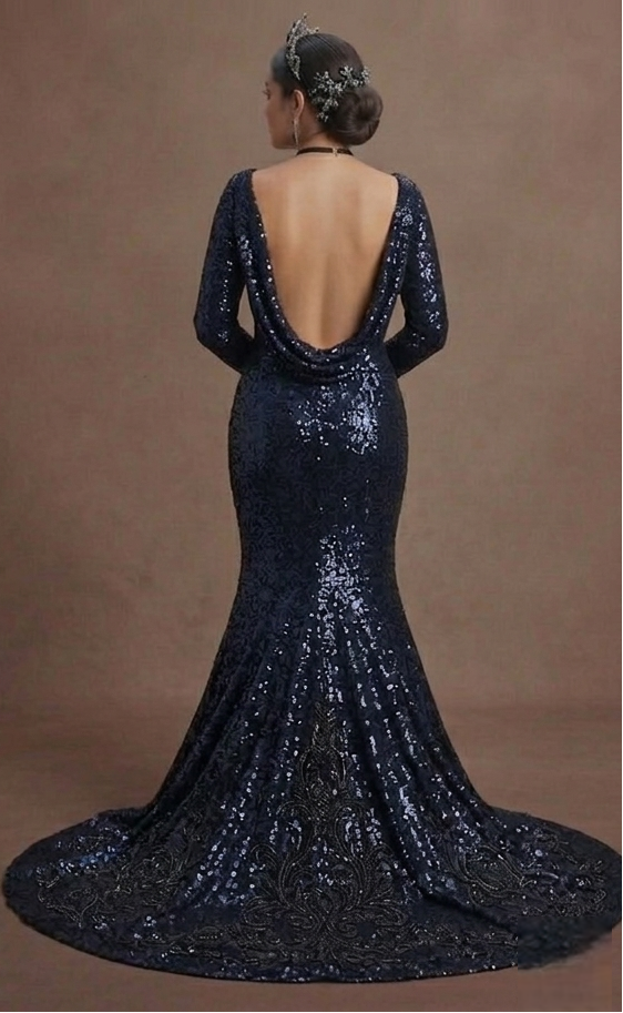 Black Wedding Dress Sequin Fitted Glam Reception