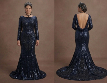 Black Wedding Dress Sequin Fitted Glam Reception
