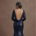 Black Wedding Dress Sequin Fitted Glam Reception