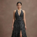 Black Wedding Dress Sequin Glam Evening Wedding