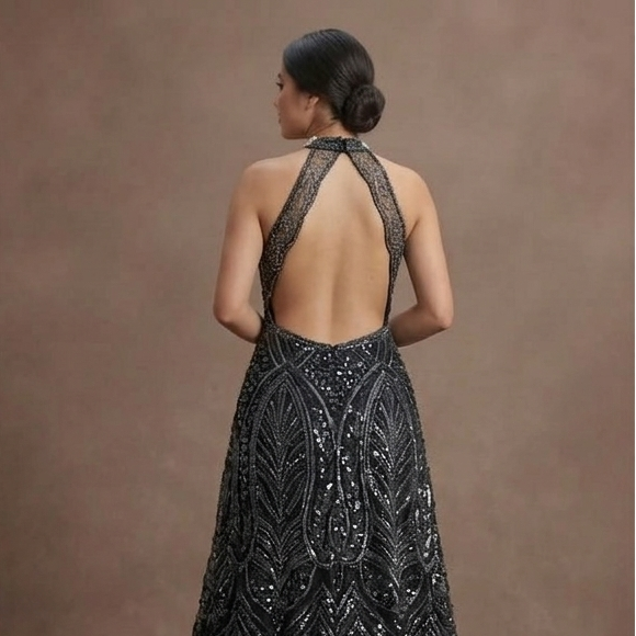 Black Wedding Dress Sequin Glam Evening Wedding