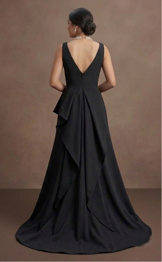 Black Wedding Dress Silk Minimalist Modern Ceremony