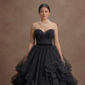 Black Wedding Dress Tulle Layered Princess Wedding
