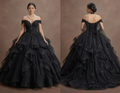 Black Wedding Dress Tulle Off Shoulder Fairytale Bridal