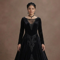 Black Wedding Dress Velvet A-Line Winter Formal Wedding